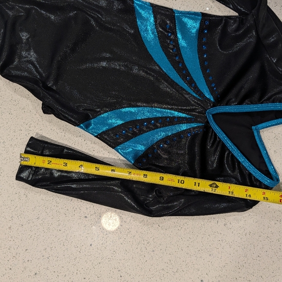 COMPETITION Alpha Child Large Gymnastics Dance Leotard Long Sleeve RHINESTONES - Picture 6 of 9